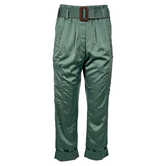 Brunello Cucinelli Belted Straight-Leg Cargo Pants in Green Polyester - Picture 1 of 5
